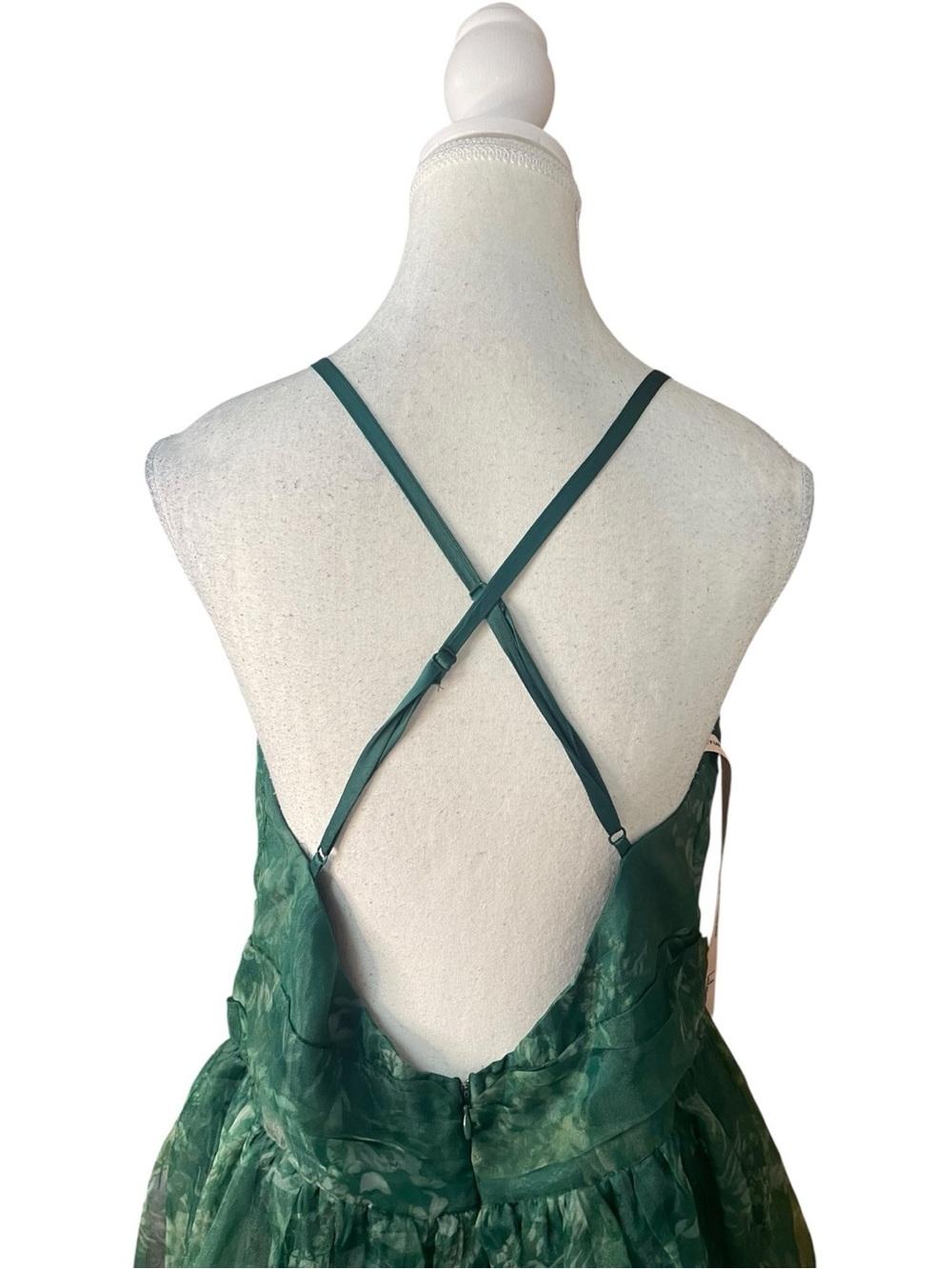 Lulus Romance That Wows V-Neck Organza Maxi Dress Green Floral Print - Picture 8 of 16